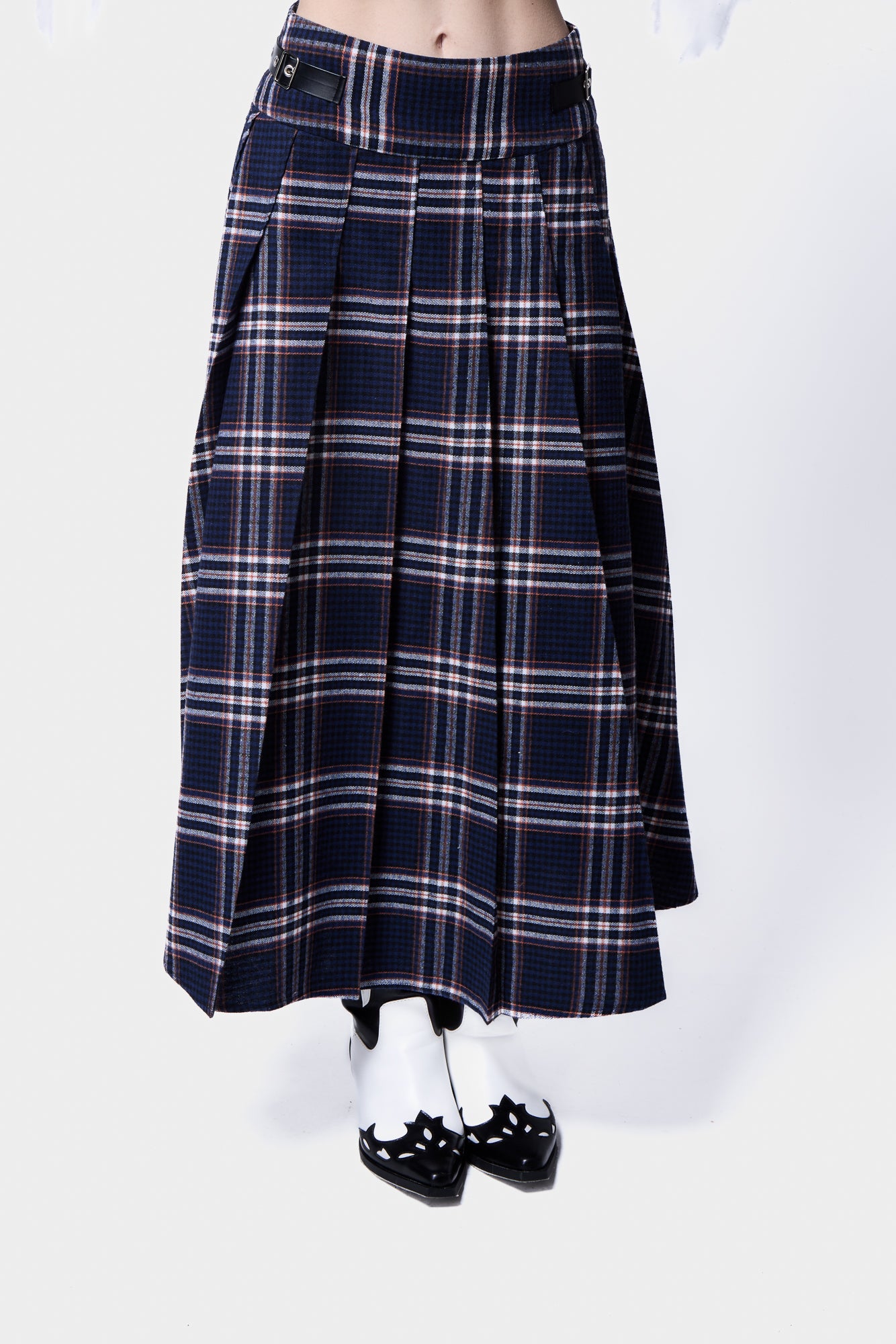 Check Buckle Pleat Maxi Skirt, SILKROAD DAUGHTERS