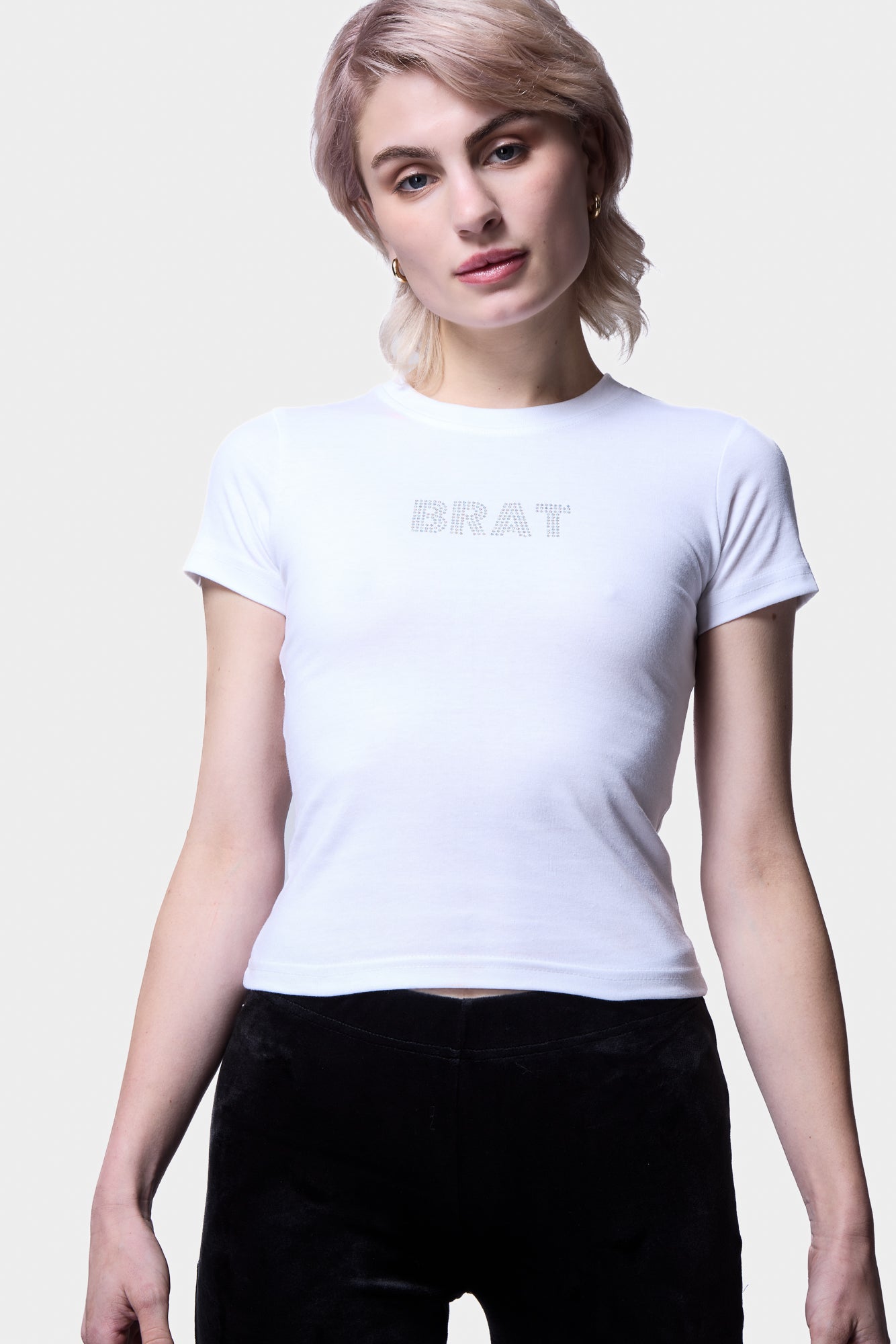 "BRAT"RHINESTONE GRAPHIC TEE SILKROAD DAUGHTERS