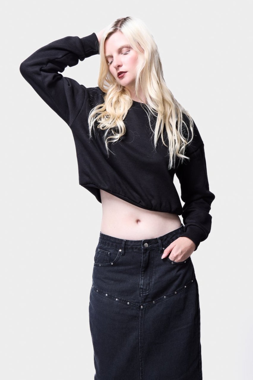 Cropped Crew Neck Sweatshirt SILKROAD DAUGHTERS