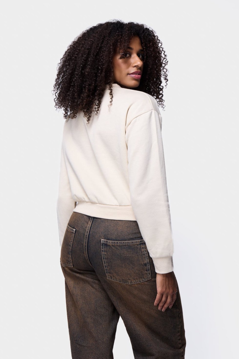 Cropped Crew Neck Sweatshirt SILKROAD DAUGHTERS