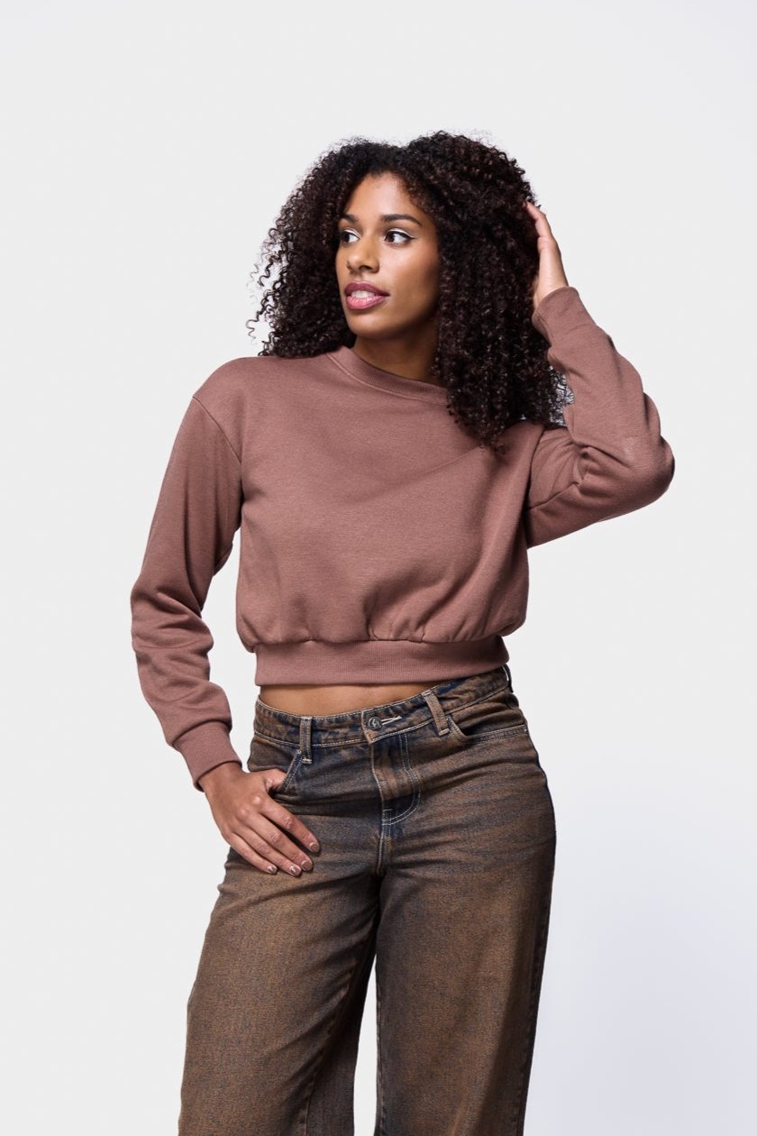 Cropped Crew Neck Sweatshirt SILKROAD DAUGHTERS