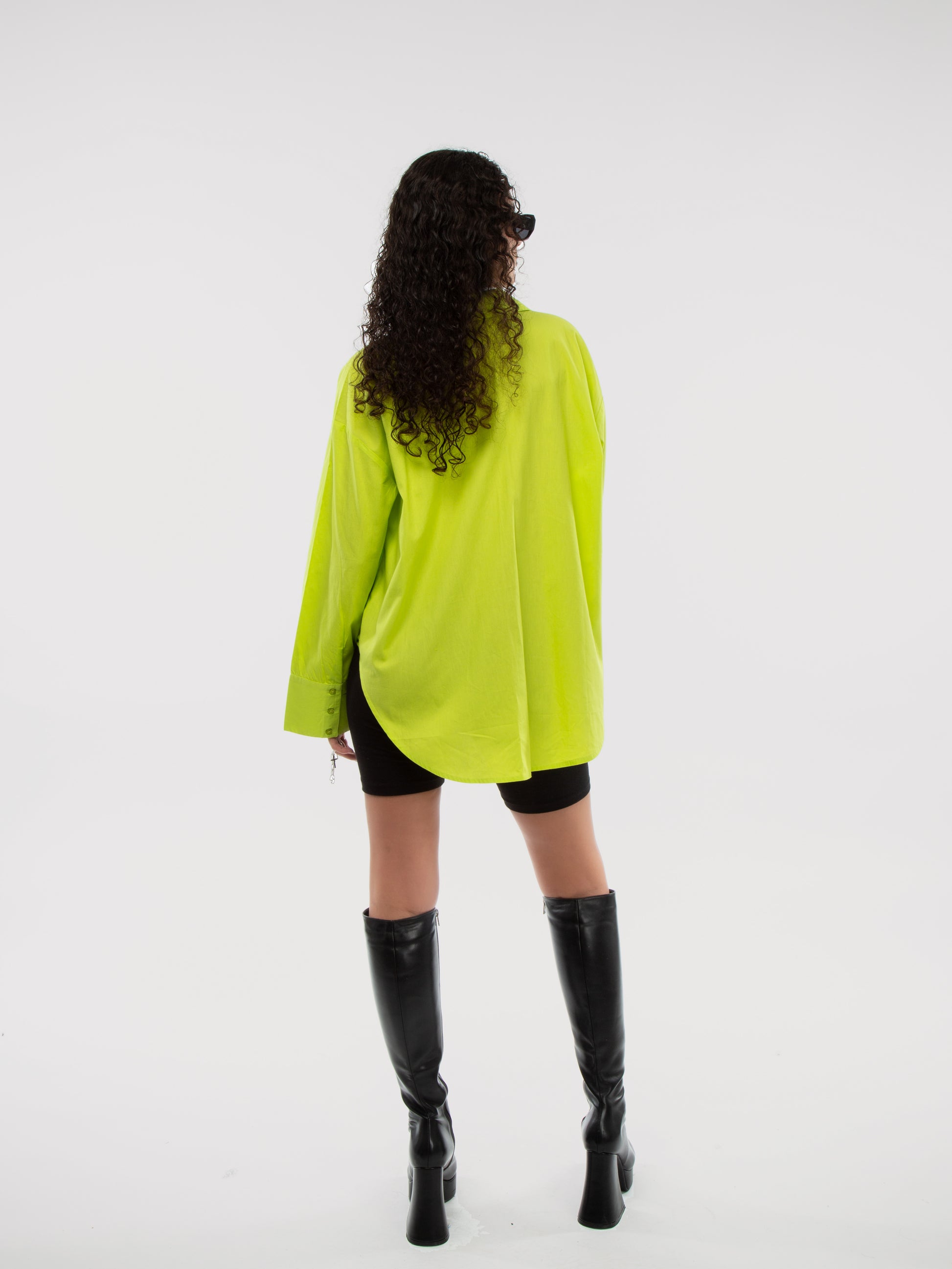 LIME GREEN OVERSIZED CUFF SHIRT