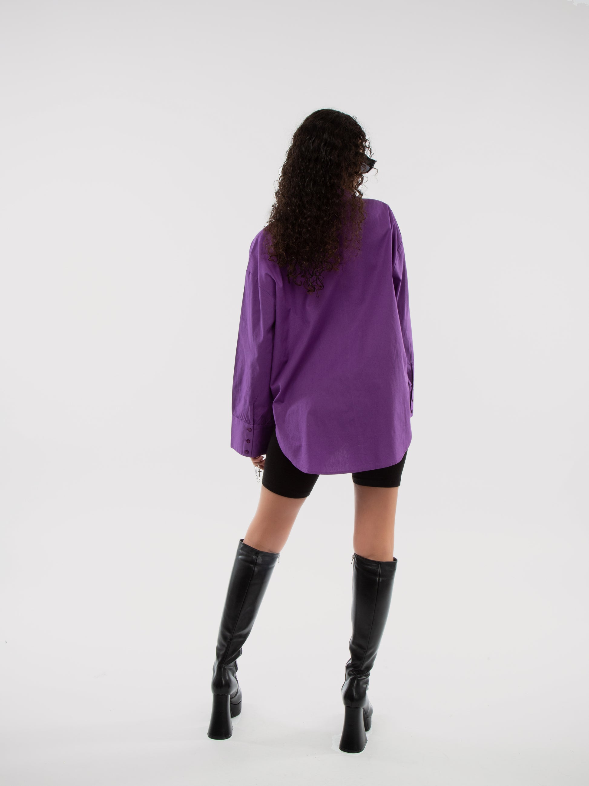 Purple Oversized Cuff Shirt