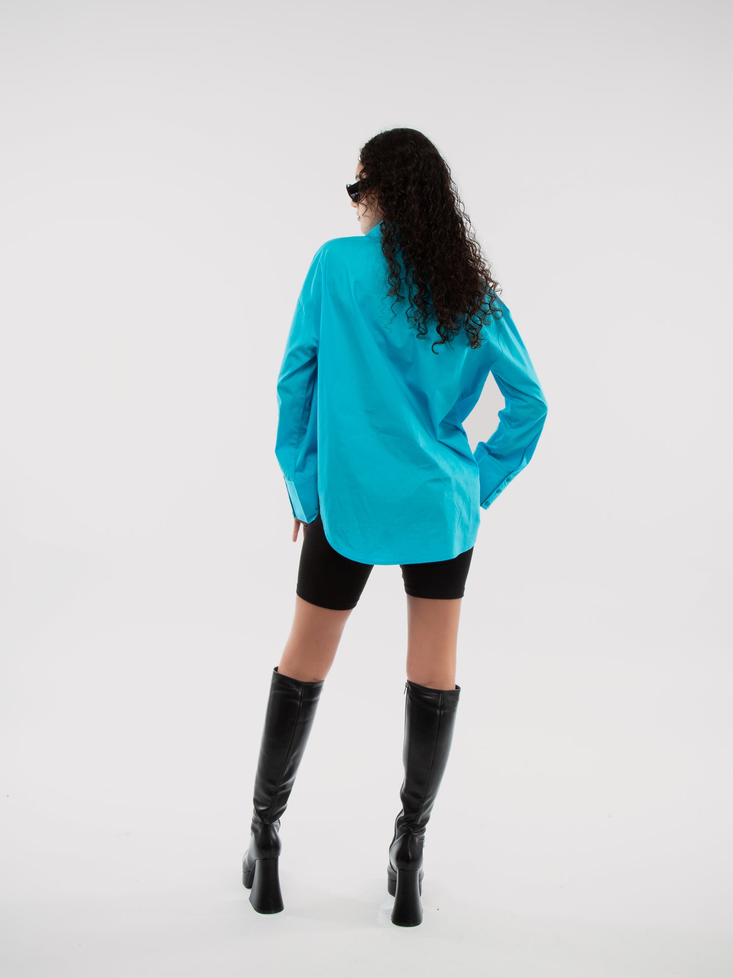 Aqua Blue Oversized Cuff Shirt