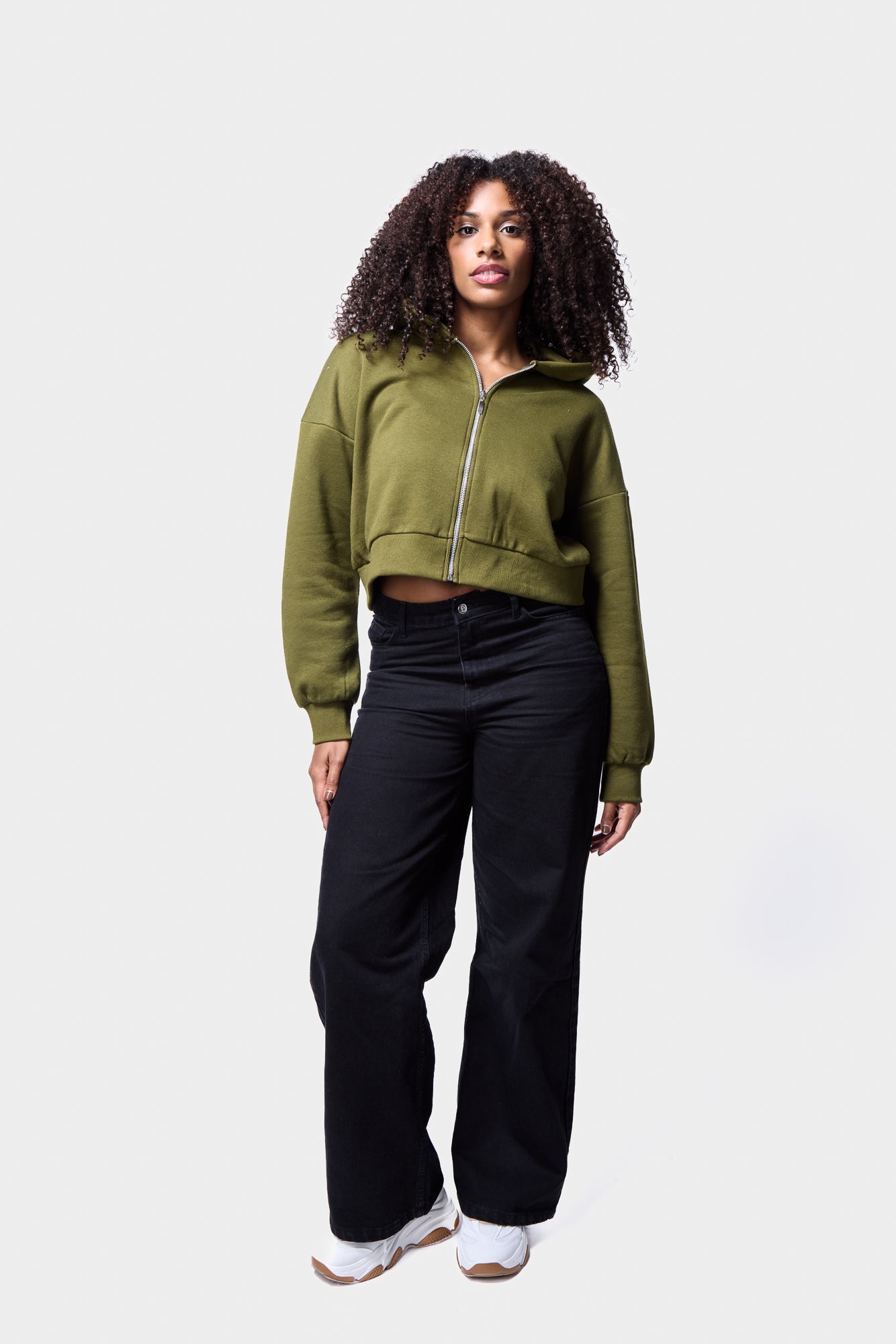 Zip Through Cropped Hoodie SILKROAD DAUGHTERS
