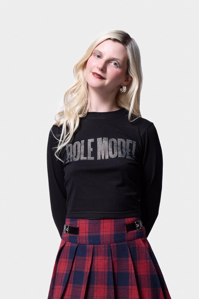 "Role Model" Rhinestone Graphic Tee SILKROAD DAUGHTERS