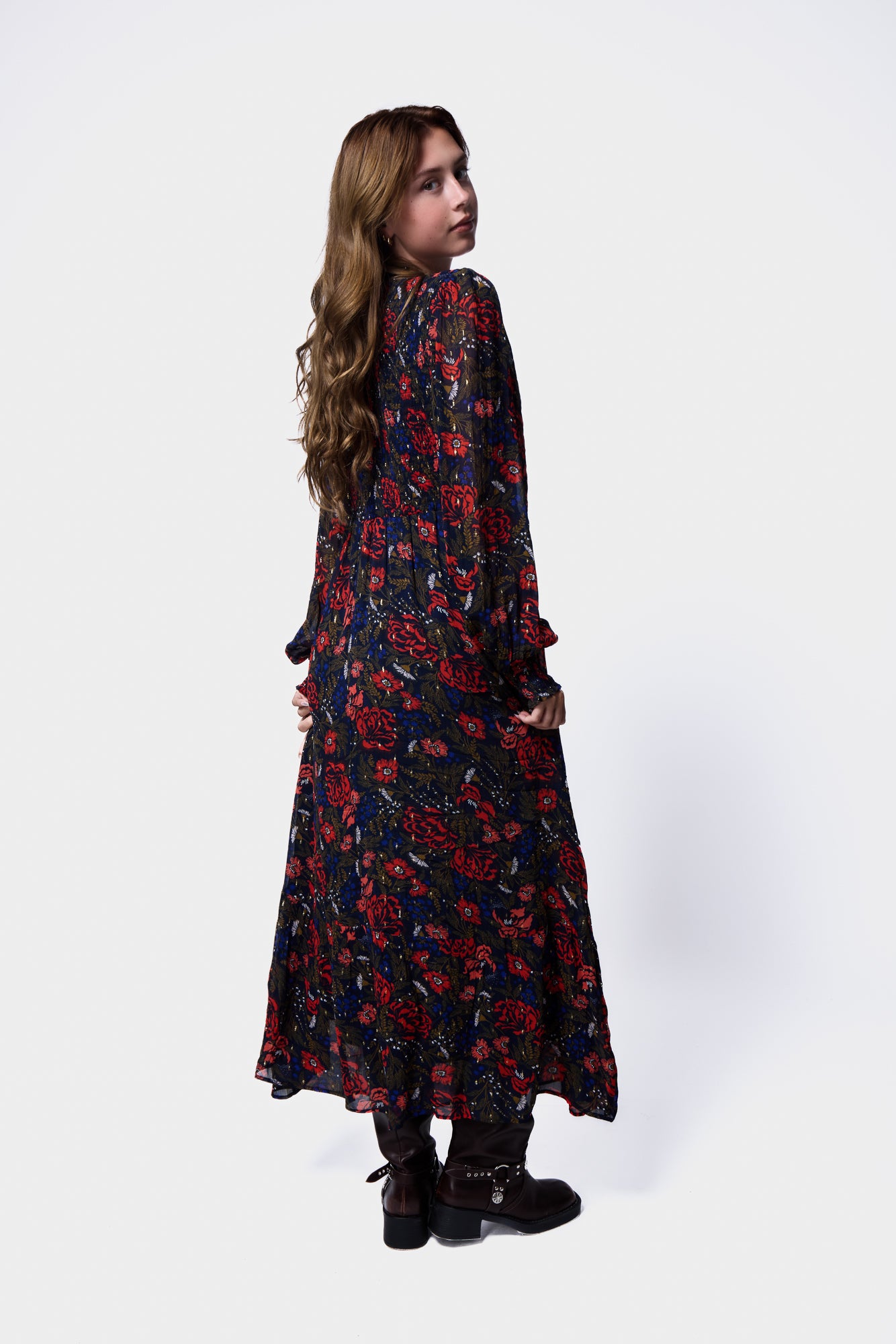 Printed Georgette Midi Dress SILKROAD DAUGHTERS