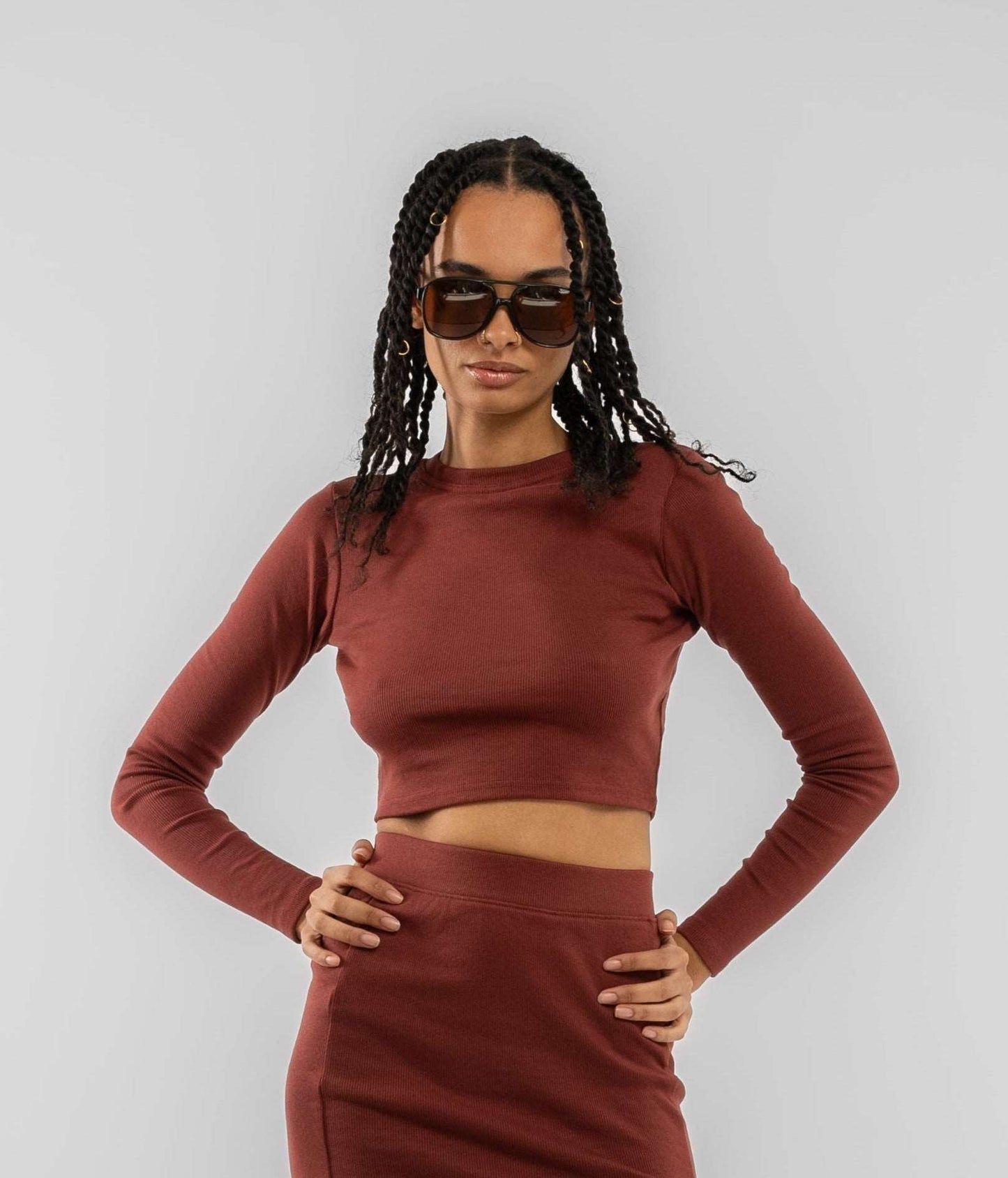 Crew Neck Rib Crop Top SILKROAD DAUGHTERS