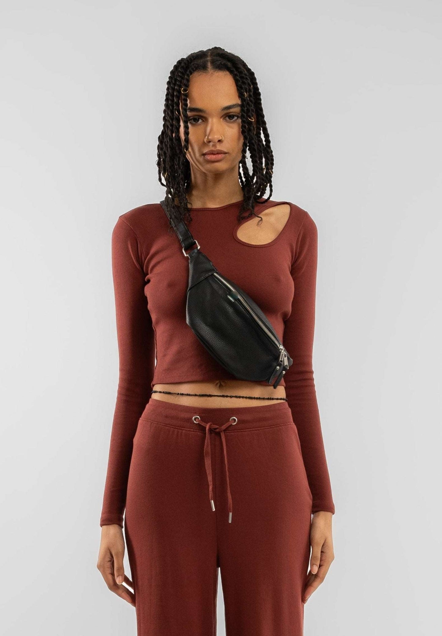 Long Sleeve Cut Out Crop Top SILKROAD DAUGHTERS