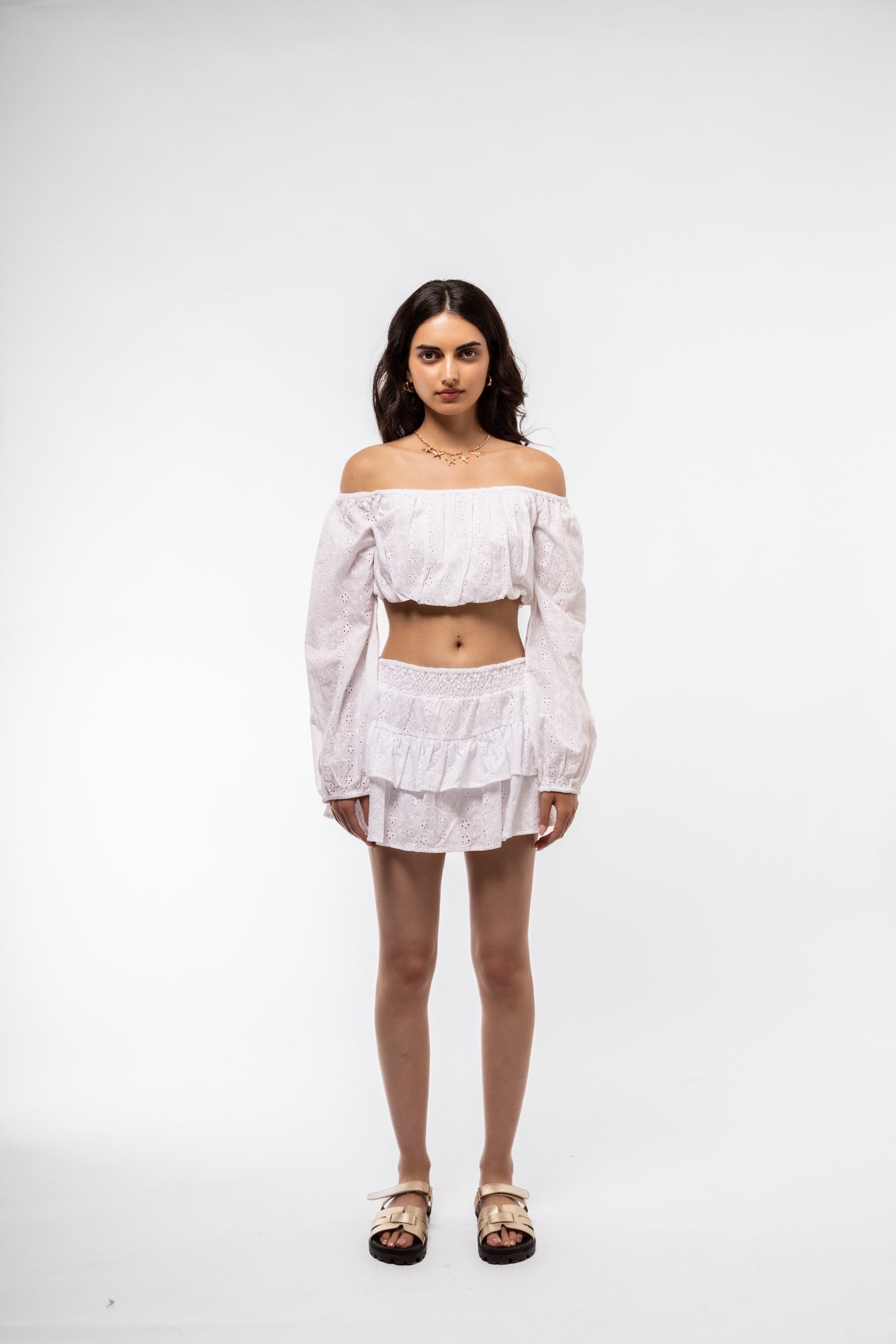【Raucohouse】Nalaya dot frill mini skirt Nerina Cotton Lace Mini Skirt