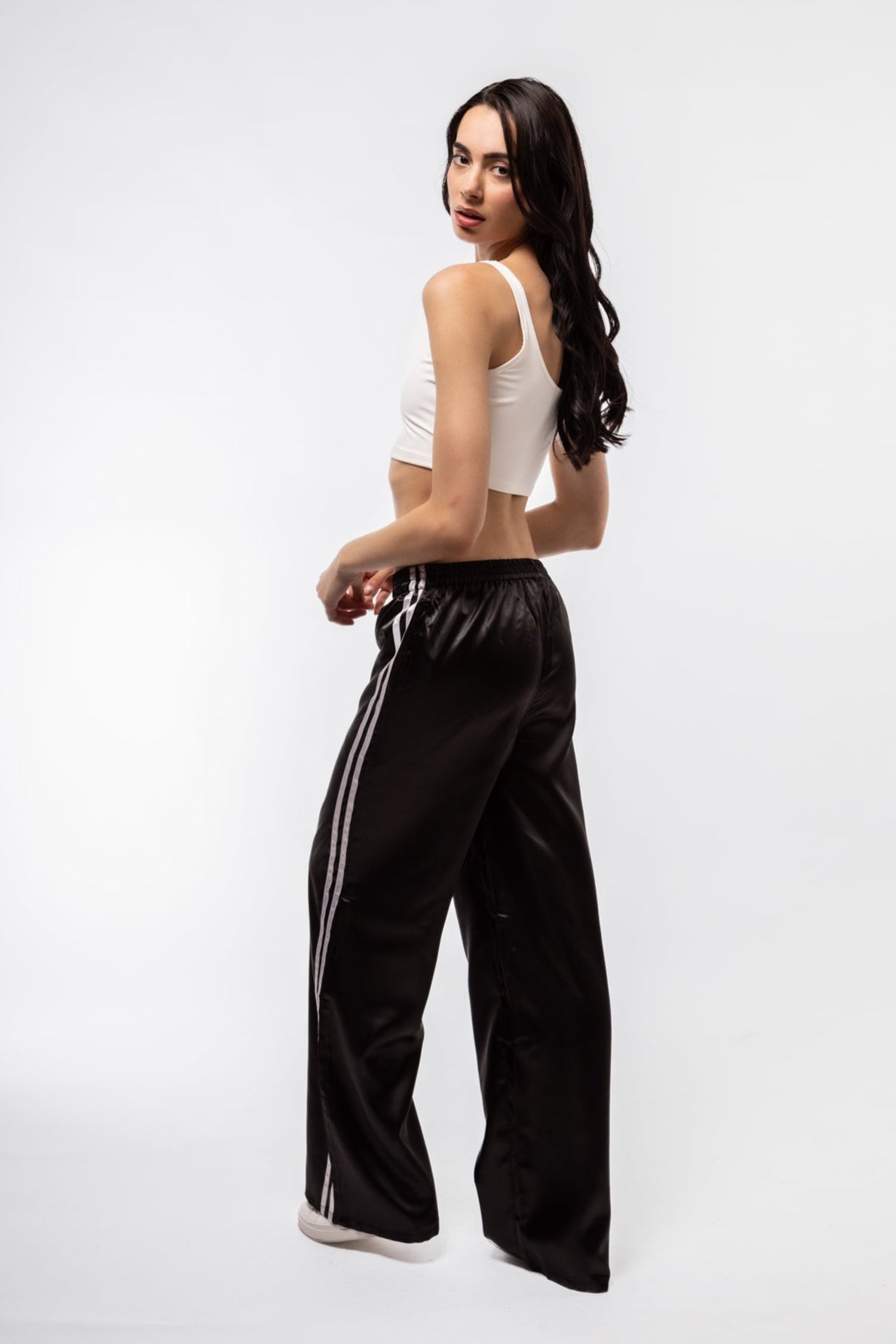 SATIN WIDE LEG SIDE STRIPE TROUSERS SILKROAD DAUGHTERS