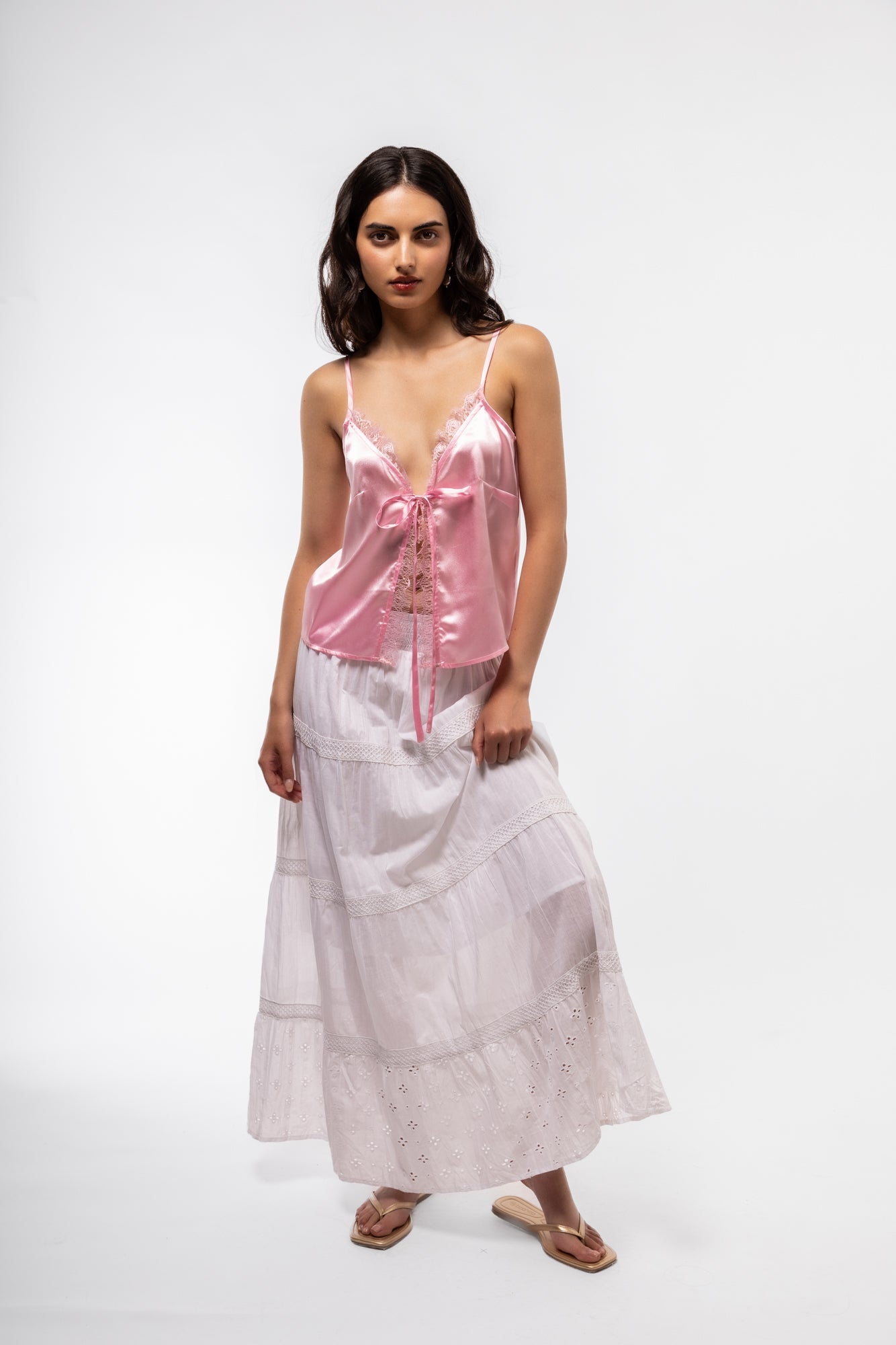 SATIN LACE CAMI TOP SILKROAD DAUGHTERS