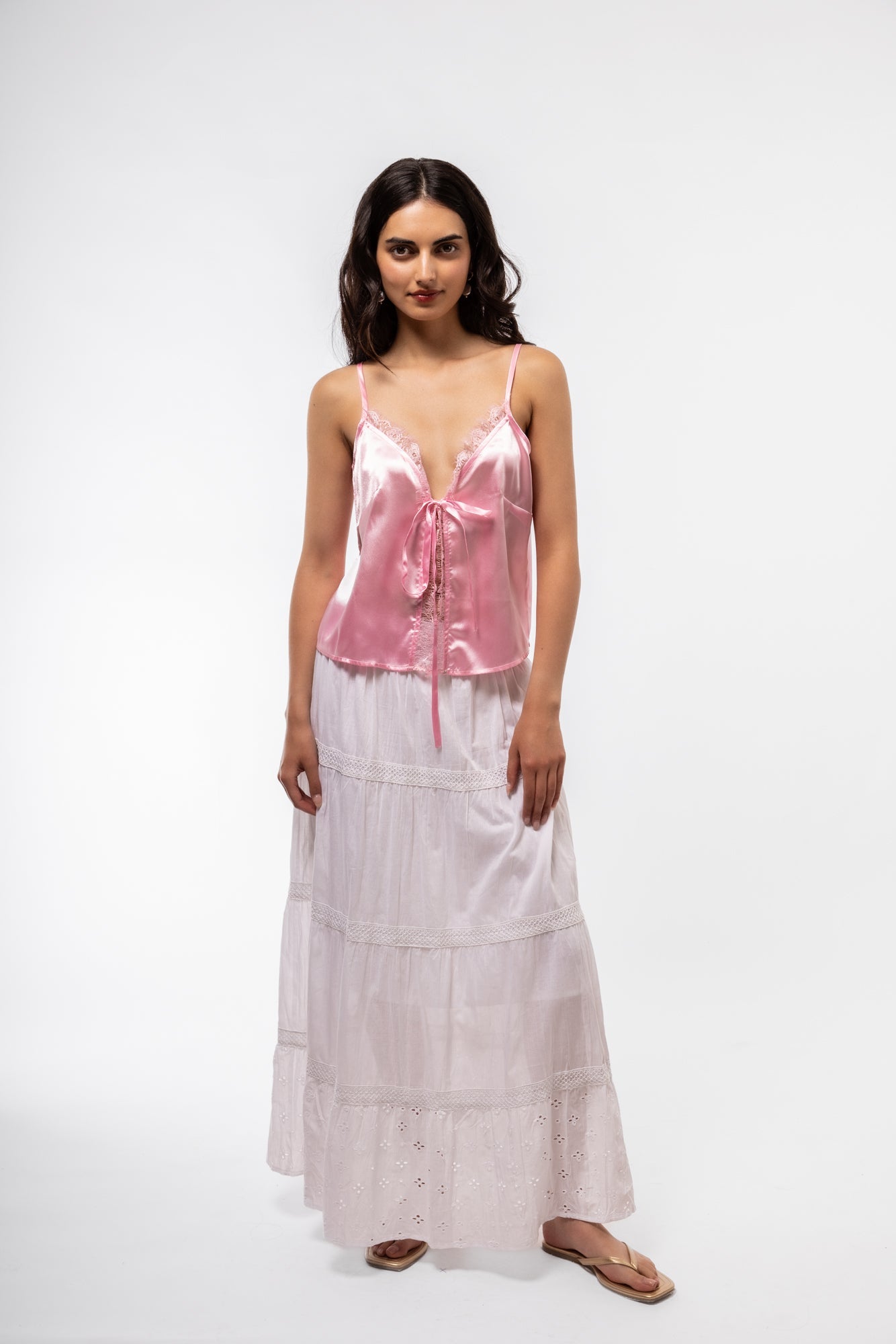 SATIN LACE CAMI TOP SILKROAD DAUGHTERS