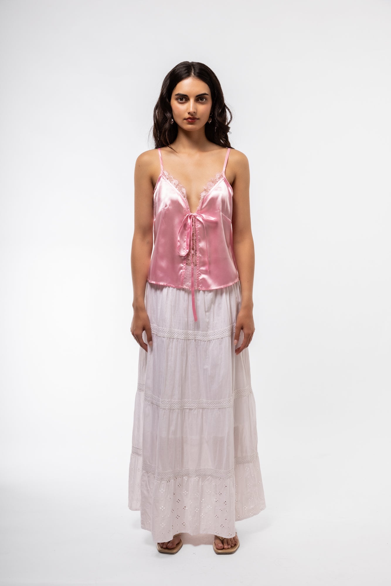 SATIN LACE CAMI TOP SILKROAD DAUGHTERS