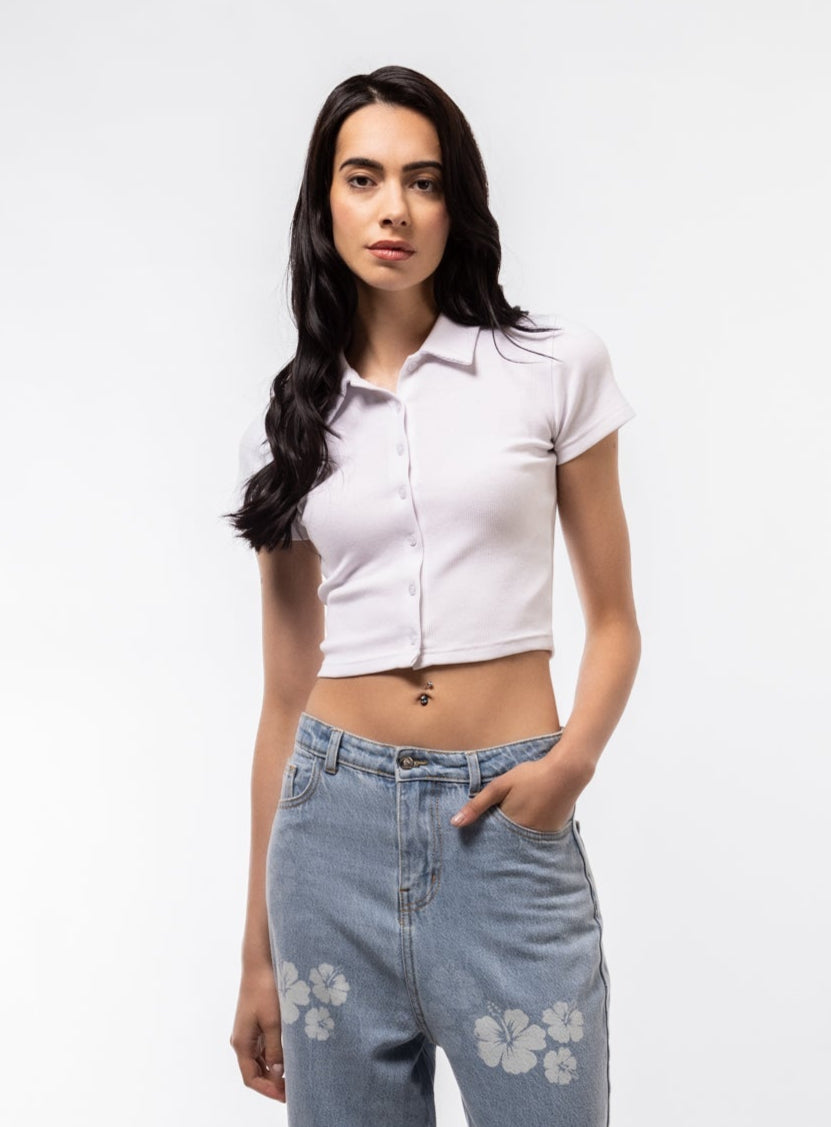 BUTTON HALF PLACKET RACER TOP SILKROAD DAUGHTERS