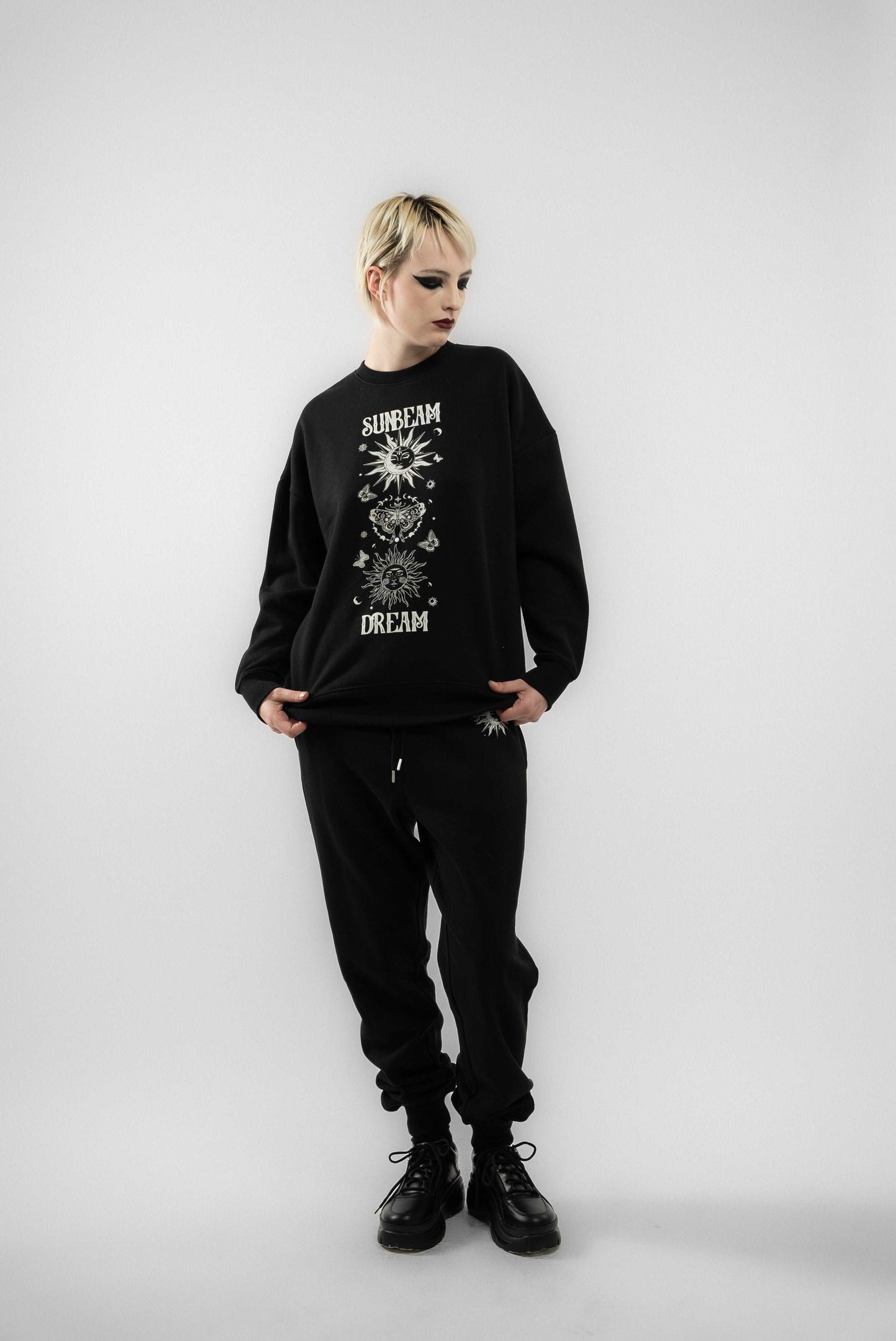 Black Astrology Graphic Oversized Sweatshirt