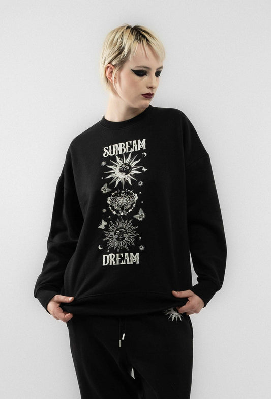 Black Astrology Graphic Oversized Sweatshirt