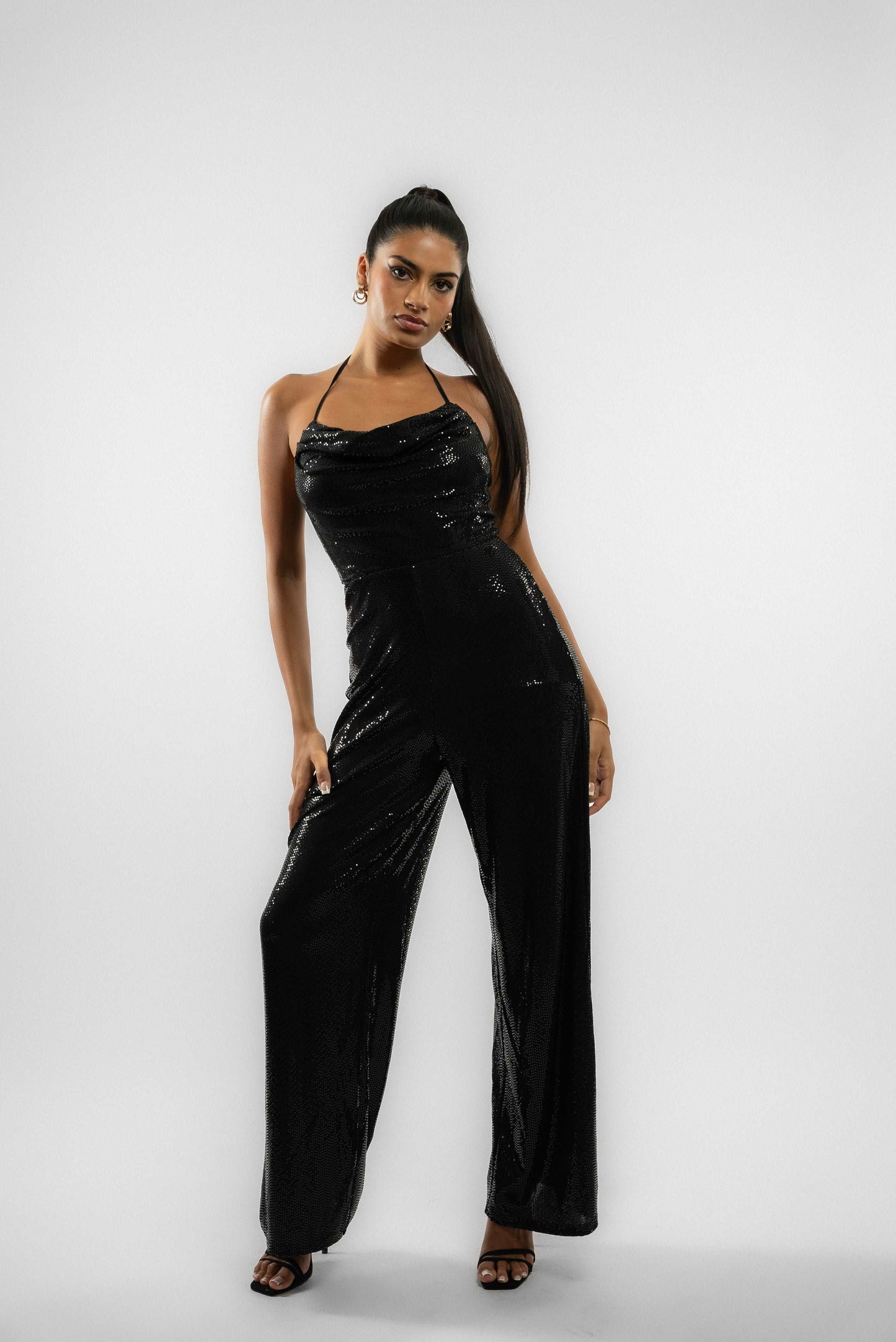 Sequin Jumpsuit  Cowl Neck SILKROAD DAUGHTERS