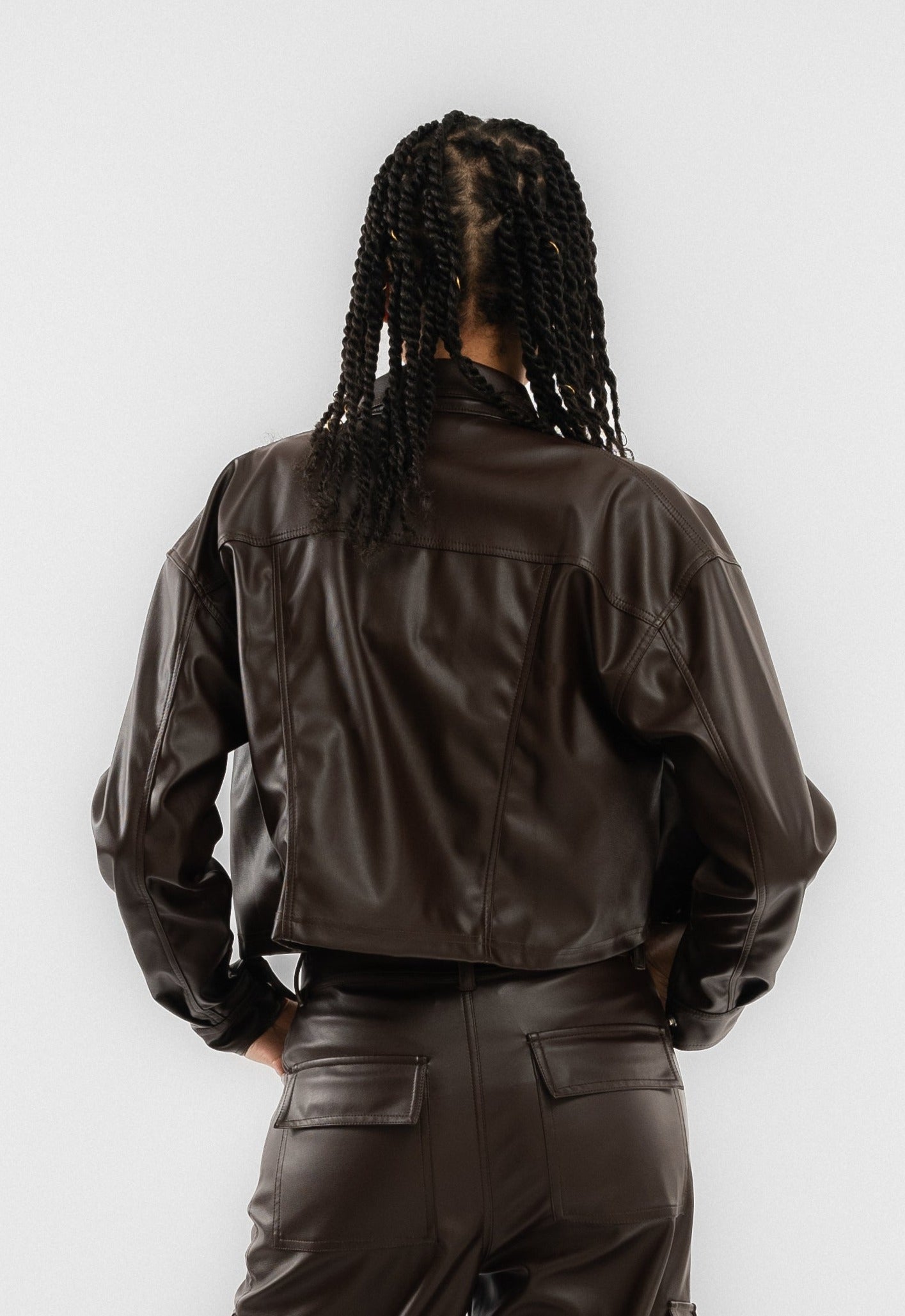 D-Ring Trucker Jacket Faux Leather