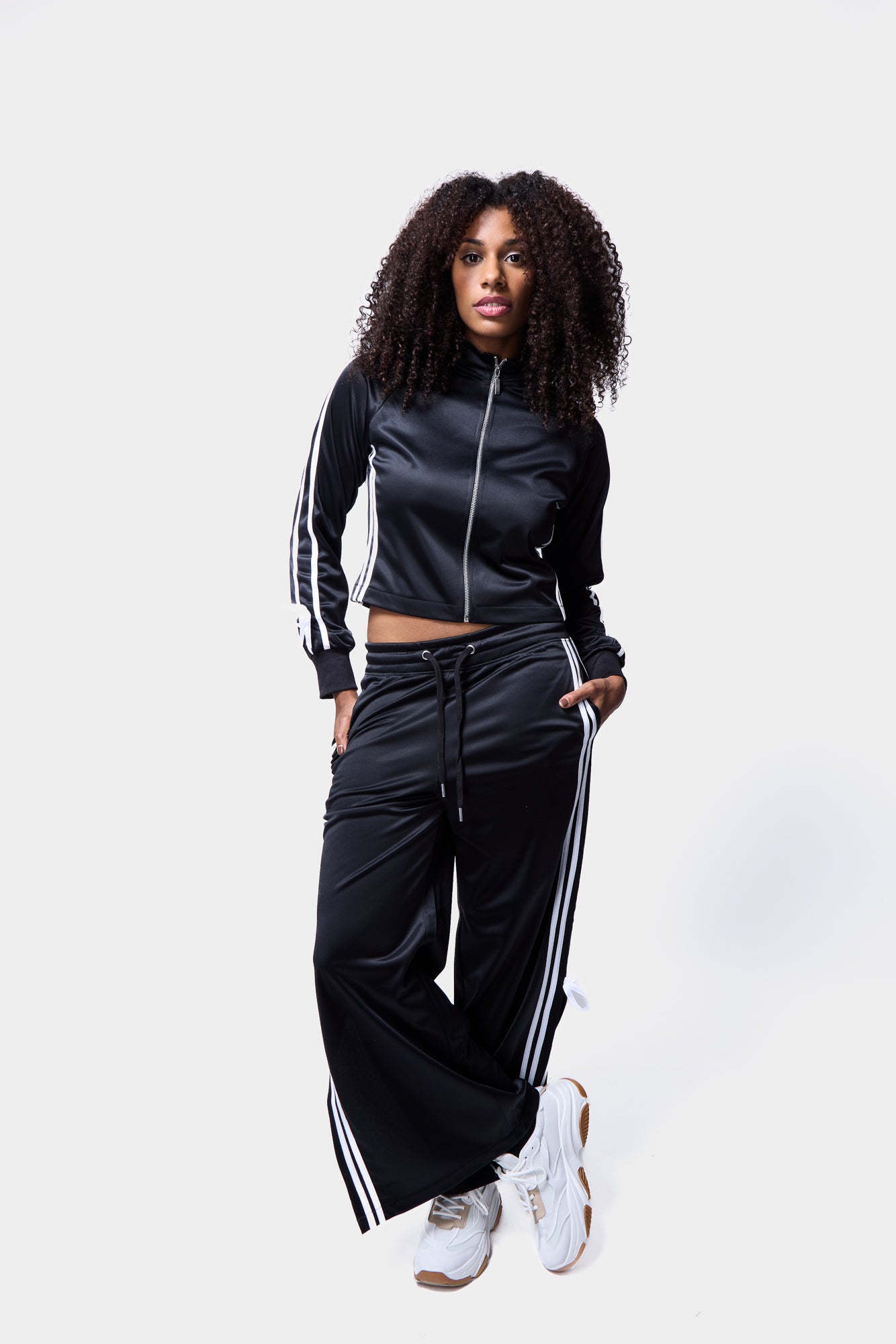 Side Stripe Bow Detail Wide Leg Trousers SILKROAD DAUGHTERS