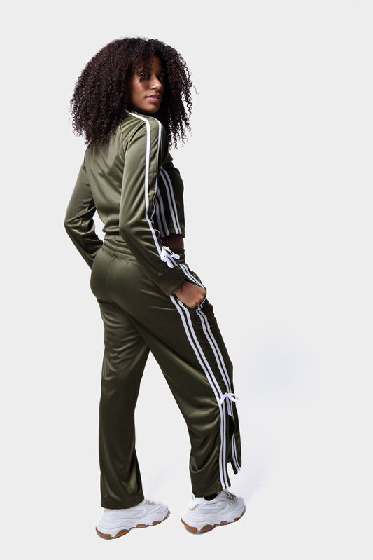Side Stripe Bow Detail Wide Leg Trousers SILKROAD DAUGHTERS