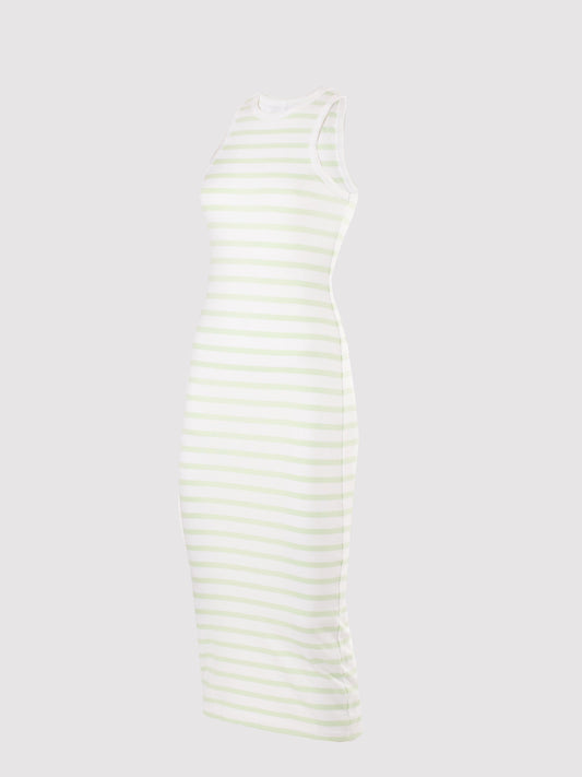 BASIC STRIPE RIB RACER NECK MIDI DRESS SILKROAD DAUGHTERS