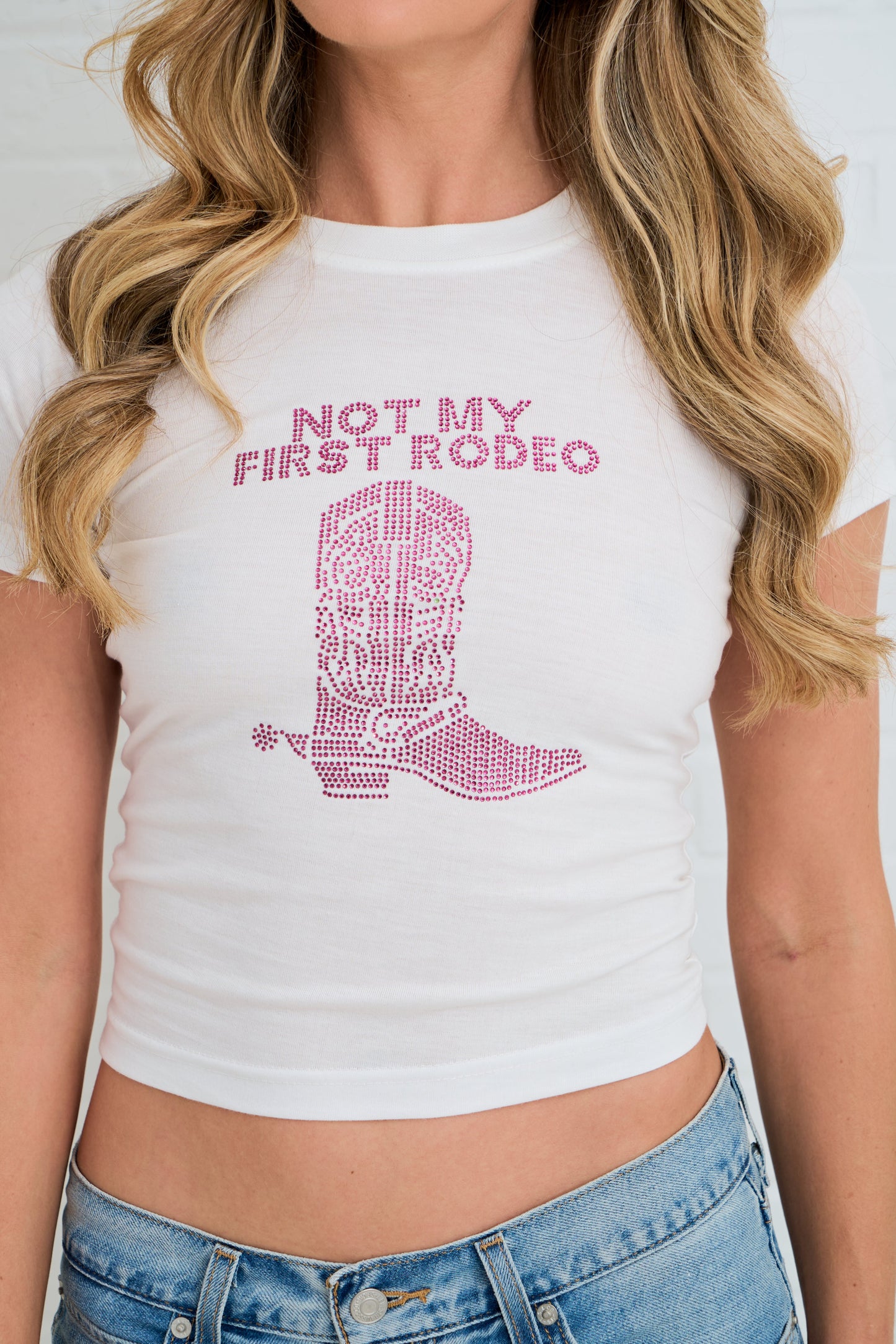 COWBOY BOOT RHINESTONE FITTED TEE SILKROAD DAUGHTERS
