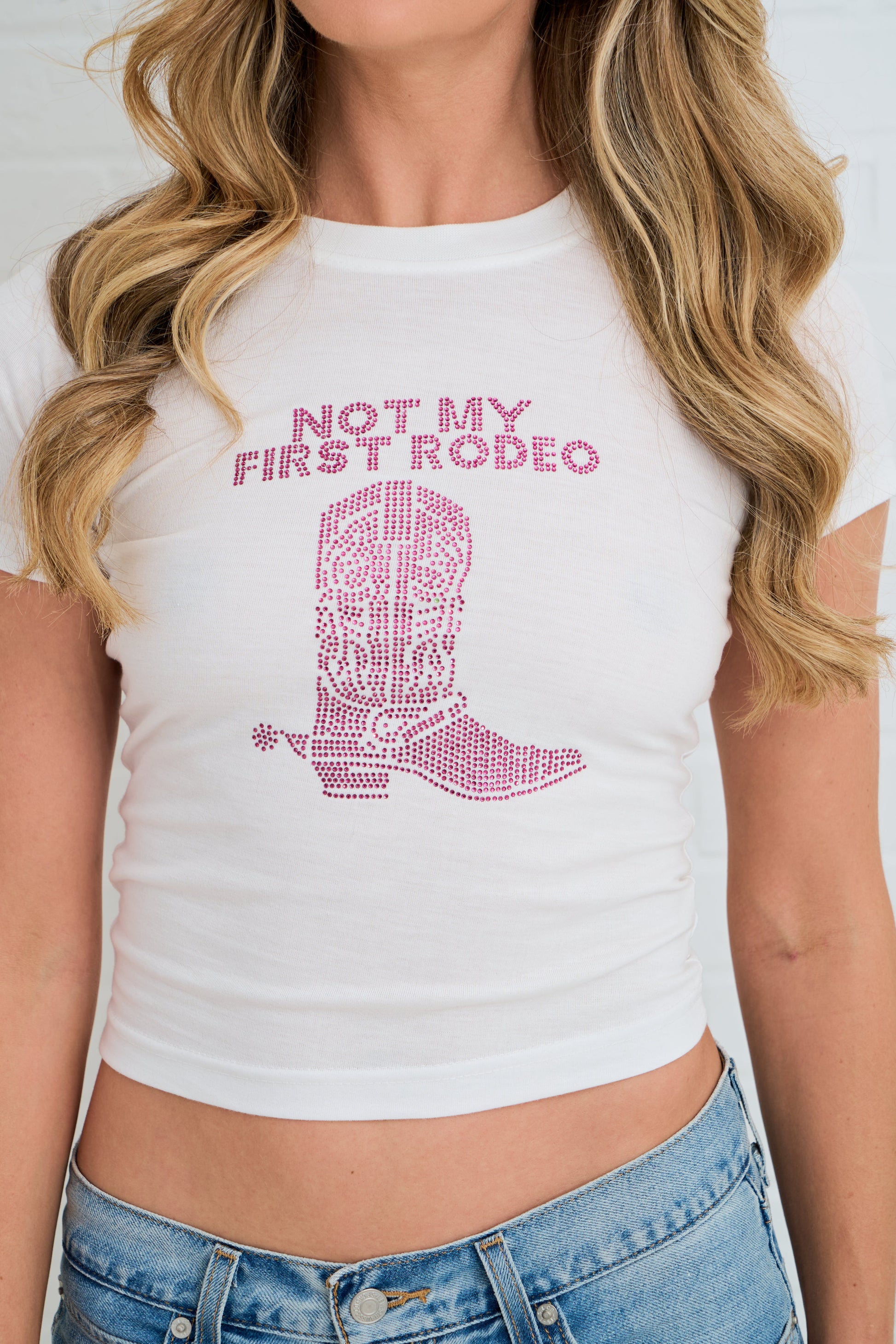COWBOY BOOT RHINESTONE FITTED TEE SILKROAD DAUGHTERS