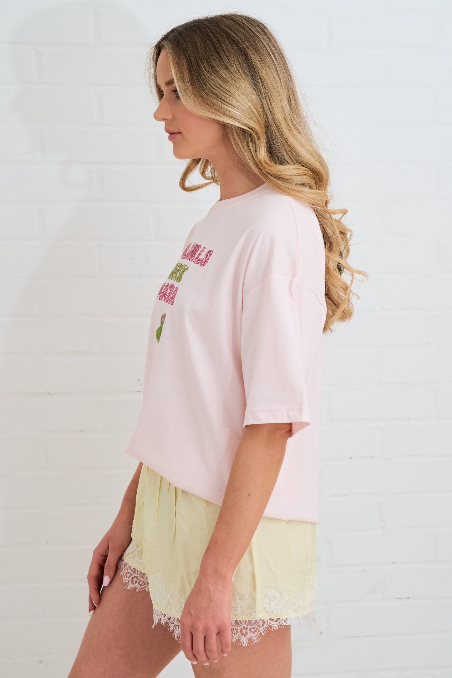 OVERSIZED RHINESTONE TEE COOL GIRLS DRINK MATCHA SILKROAD DAUGHTERS