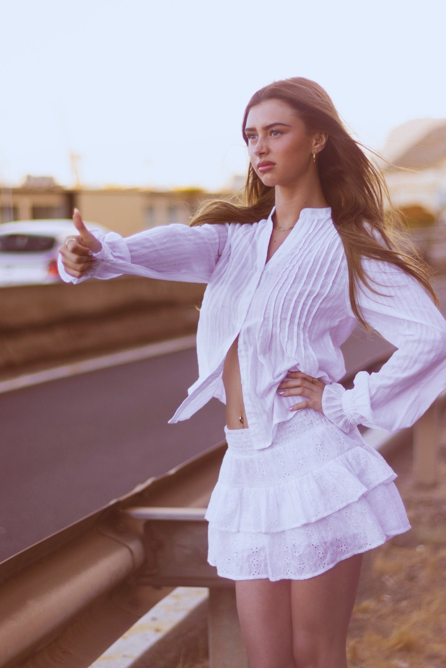 Silkroad Daughters Rara Frill Skirt with Shorts White