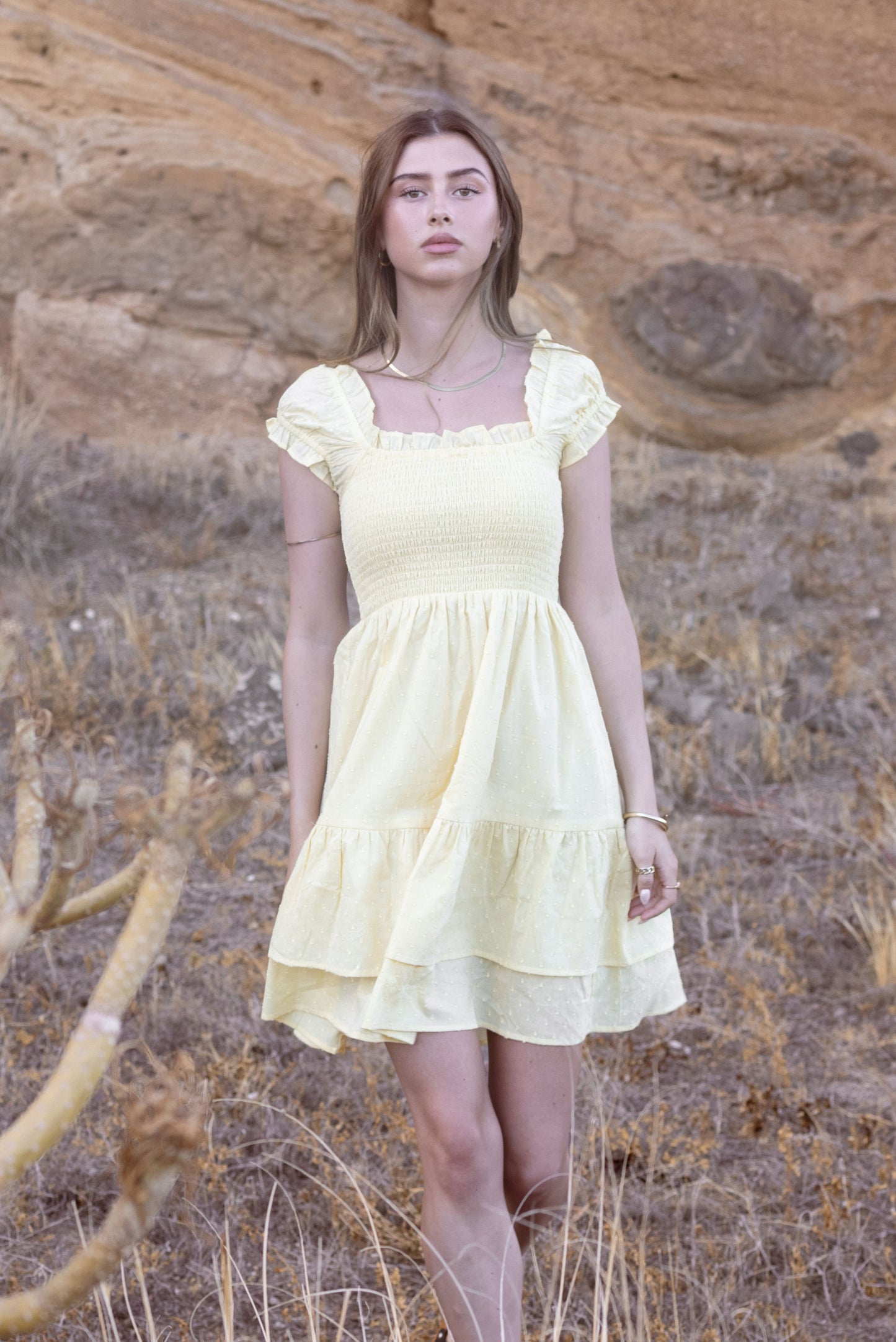 Shirring Tea Dress - SILKROAD DAUGHTERS