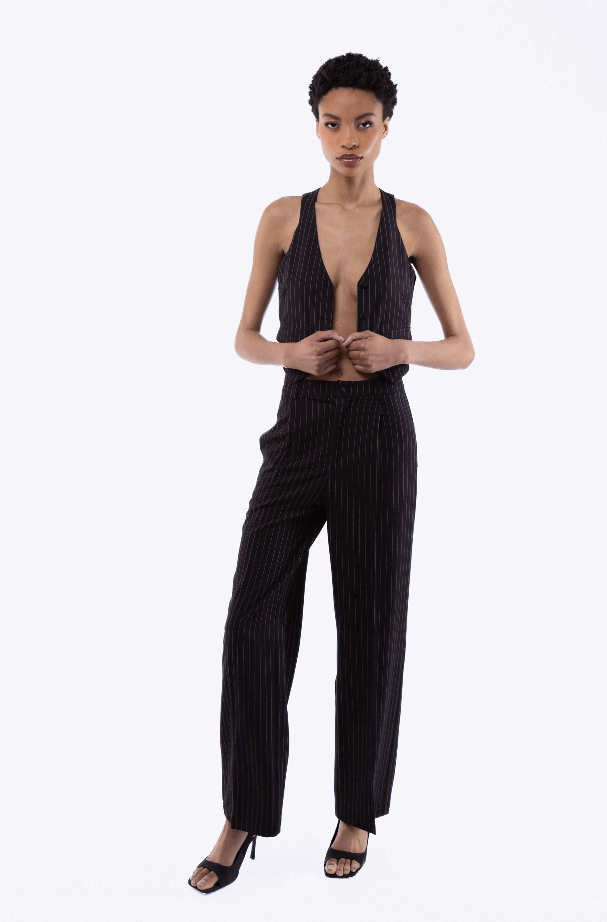 Amahle Pinstripe Wide Leg Trousers