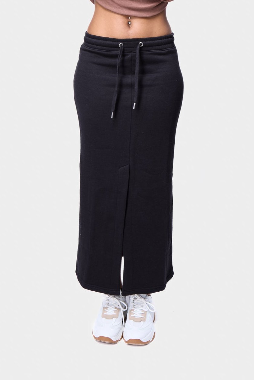 black-slit-midi-skirt-elastic-band-sportswea