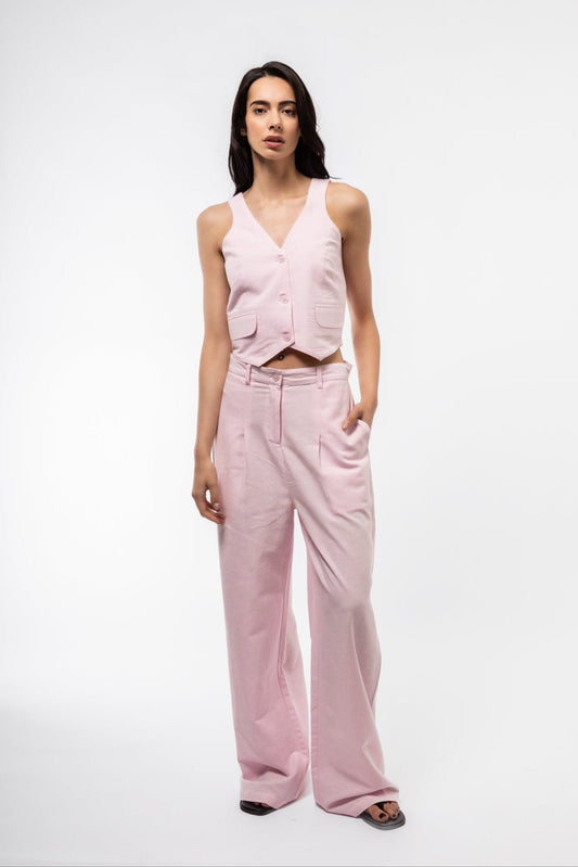 front View of the pink vest -waistcoat  trending blend cotton