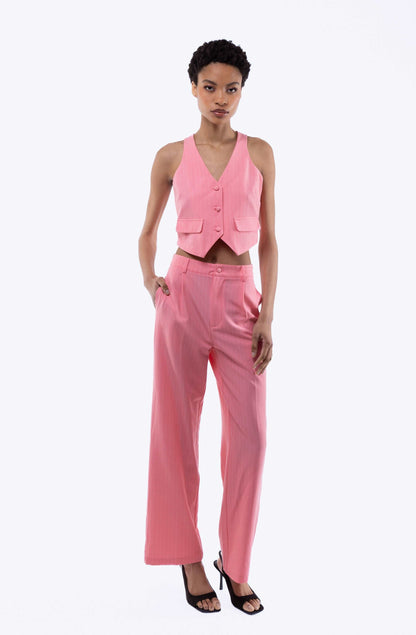 Pinstripe Wide Leg Trousers- ladies pinstripe trouser suit