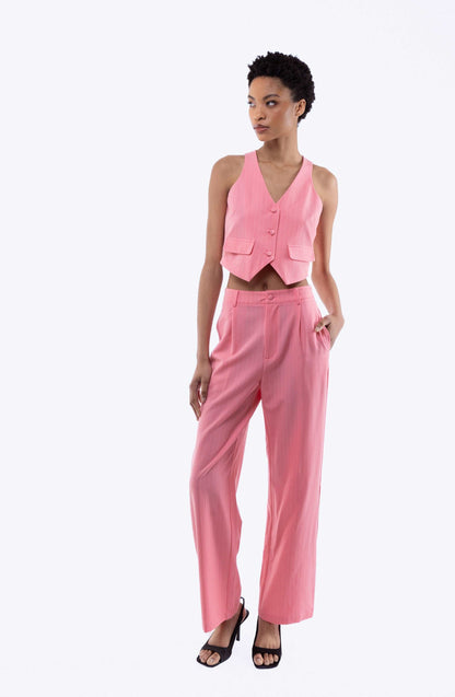 ladies pinstripe trousers pink 