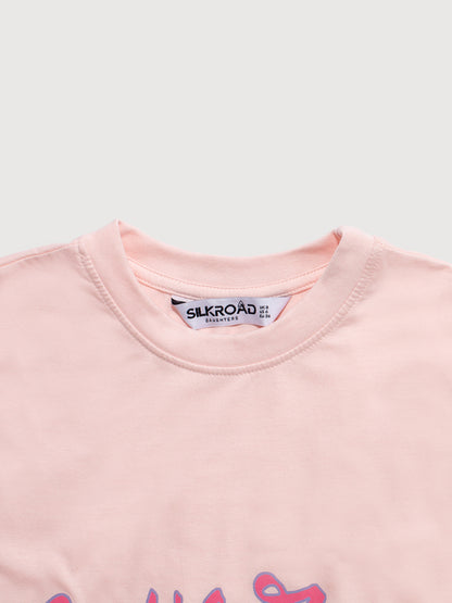 Light Pink California Print Oversized Tee