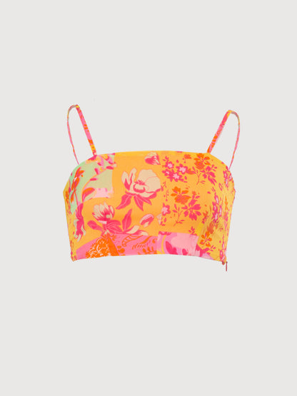 Pink Printed Yoryu Cami Crop Top